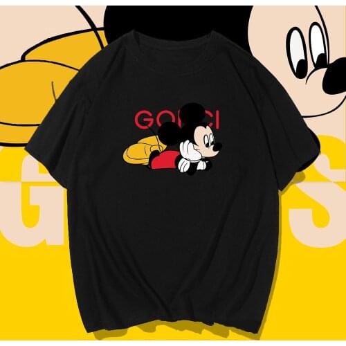 Disney Mickey Short-sleeved T-shirt for Men & Women Summer Tide Brand Loose Large Size Pure Cotton Half-sleeved T-shirts Cartoon