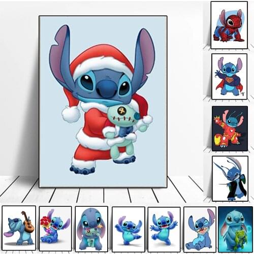 Disney Anime Lilo & Stitch Canvas Painting Cute Stitch Marvel Interstellar Baby Posters Prints Wall Art Pictures for Home Decor