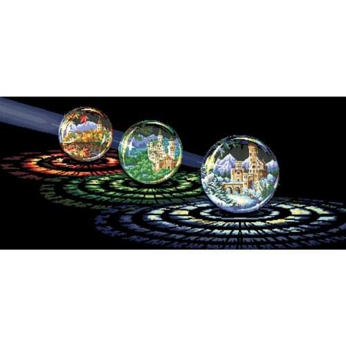 Beautiful crystal ball cross stitch package city 18ct 14ct 11ct black cloth cotton thread embroidery DIY handmade needlework