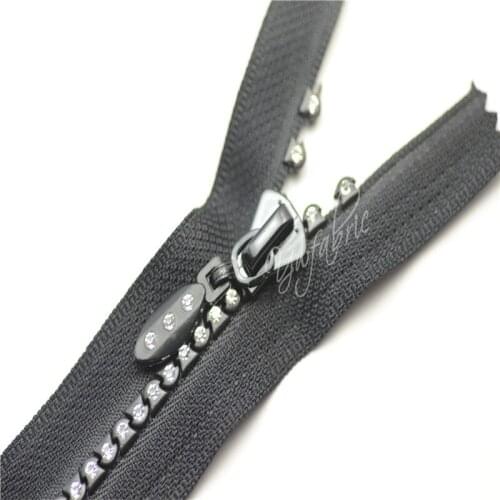 Zipper BLACK with Rhinestone for Western Shirt Garments Jacket Sew on 60cm 70cm 80cm you pick