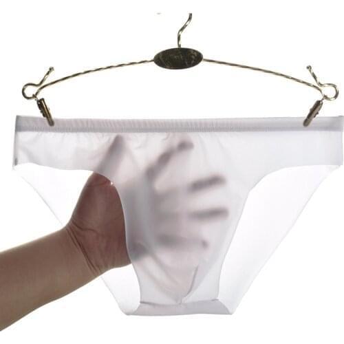Mens Sexy See Through Briefs Mesh Sheer Transparent Stretchy Seamless Panties Underwear Mid-Rise Ultra-Thin Male Underpants