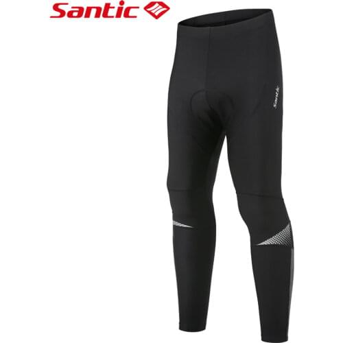 Santic Mens Cycling Tights 4D Padded MTB Road Bike Pants Fleece Thermal High Elastic Ourdoor Sports Mountain Riding Leggings