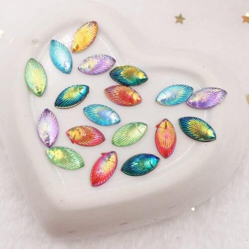 1000pcs Mix AB Resin Shiny 5*10mm Mini Shell Horse Eye Gem Flatback Rhinestone Applique DIY Wedding Scrapbook Ornament Craft