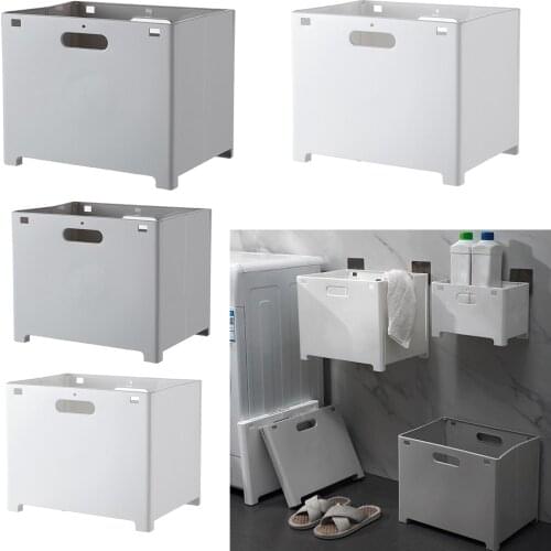 Wall-Mounted Foldable Plastic Laundry Basket Punch-Free Storage Organizer Home