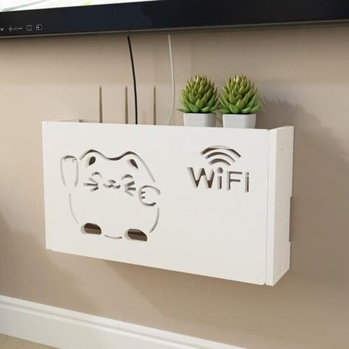 1PCs Wall Mounted Wireless Wifi Router Storage Box PVC Panel Shelf Hanging Plug Board Bracket Cable Storage Organizer Home Decor
