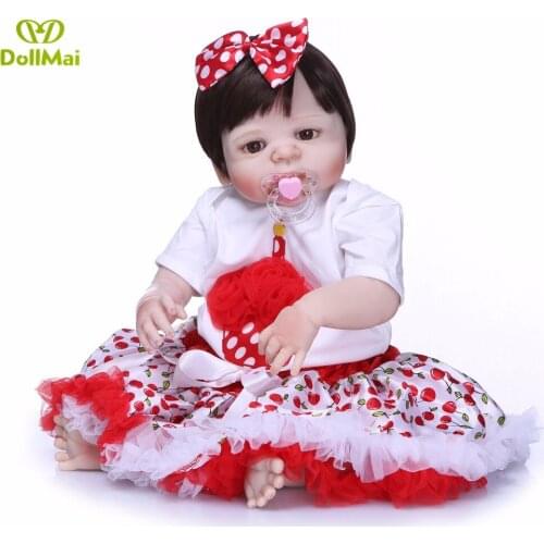 Reborn reborn New Arrival Baby Reborn Dolls Kids Toy Full Silicone Vinyl 23'' 57 cm Real Life baby reborn bathe girl Doll