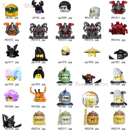 Single Ninja Jay Cole Zane Lloyd Nya Wu Flashback Garmadon Angler Figures Head accessories Building Blocks toys for Series-085