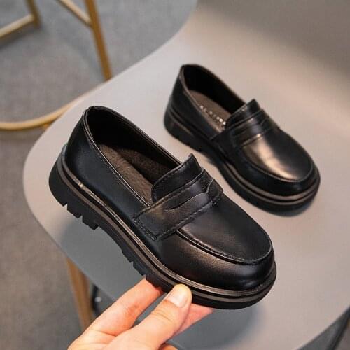 Boys Girls Casual Shoes 2021 Autumn New Childrens British Leather Shoes Non-slip Baby All-match Peas Shoes Single Shoes 26-36