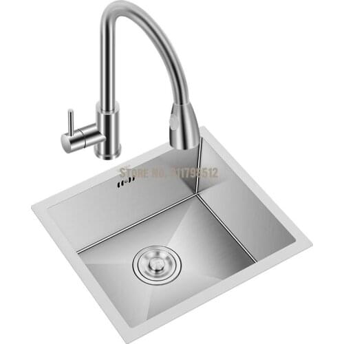 Kitchen Sink Single Tank 304 Stainless Steel Vegetable Sink Sink Sink Single Basin Thickened Handmade Household Trumpet