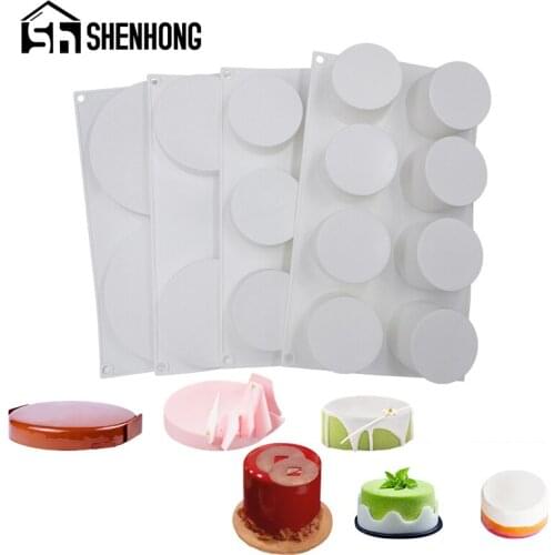 SHENHONG 10 Types Cylinder-Shaped Silicone Mold Mousse Cake Decorating Tools Muffin Pan Dessert Baking Form Kitchen Accessories