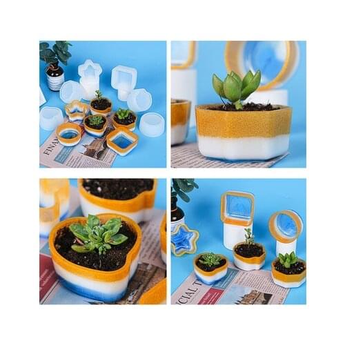 Diy Handmade Succulent Flower Pot Silicone Mould for Plaster Concrete Uv Epoxy Resin Candle Mold Home Decoration Newest