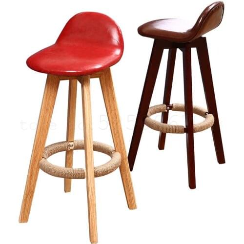 Nordic Solid Wood Bar Chair Modern Simple Rotary Stand Retro Creative Bar Chair