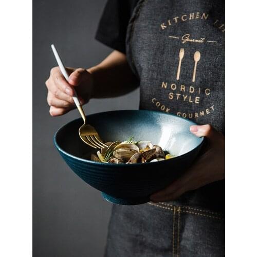 Japanese Ramen Bowl Ceramic Single Noodle Bowl Household Salad Bowl Hat Bowl Creative Special Restaurant Tableware