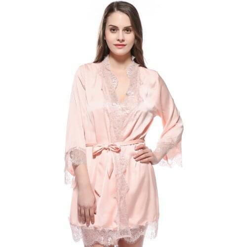 New Lace Sexy Robe For Sleep Women Nightdress V-Neck New Style Summer Sleepwear Sexy Bathrobe Silk Lingerie