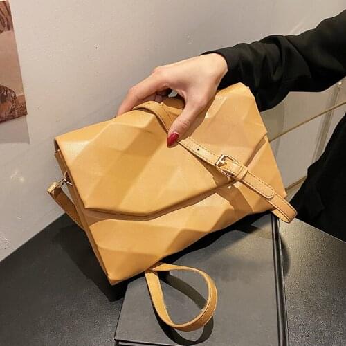 Geometry Envelope Design PU Leather Crossbody Shoulder Bags For Women 2021 Summer Luxury Female Solid Color Handbag