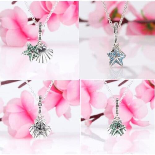 Authentic 925 Sterling Silver Charm New Fashion Tropical Starfish Shell Pendant Fit Pandora Women Bracelet&necklace Diy Jewelry