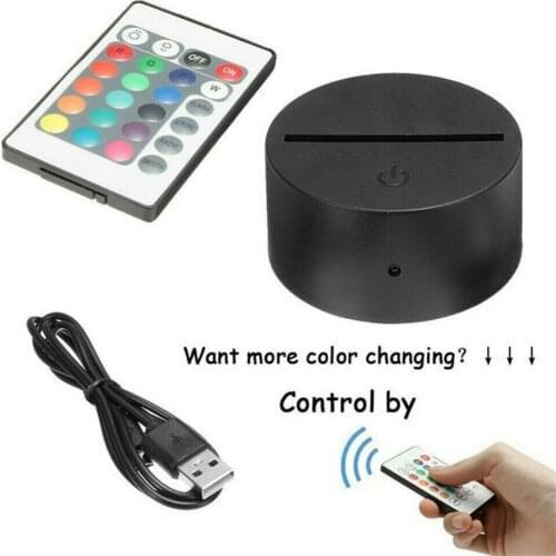 1PCs USB Cable Touch 3D LED Light Holder Lamp Base Night Light Replacement 7 Color Colorful Light Bases Table Decor Holder