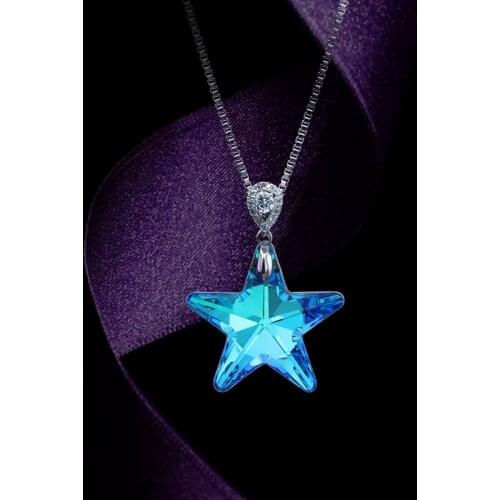 20mm Delicate Five-Pointed Star Pendant Crystal Rhinestones Blue DIY Jewelry Necklace Earring Making Fashion K9 Glass One Hole