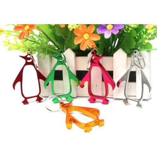 200pcs Creative penguins beer bottle opener Aluminum alloy animal bottle opener with key chain portable bottle opener