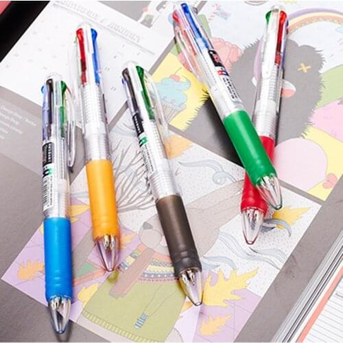 4pcs Red blue black green four color writing pen 0.7mm signature pen pen plastic ballpoint pen school office stationery