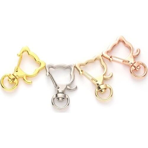 5pcs Metal Cat head Split Ring Keychains cat Key Chain Ring Split Rings Unisex Keyring Keyfob DIY Accessories