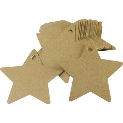 50pcs DIY brown 6*6 cm Stars Wedding Gift cake box Decorating Tag Food Label