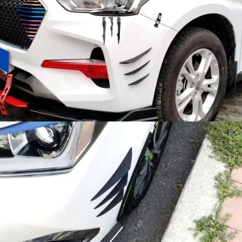 6PCS Universal Black Gloss Car Styling Accessories Front Bumper Splitter Fin Auto Rubber Sticker Lip Body Canard Spoiler Va Q1B7