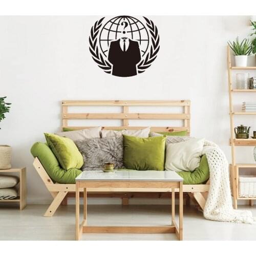 Anonymous Crest Internet Hacker Wall Sticker For Kids Room Bedroom Online Protest Symbol Geek Art Home Decor Vinyl DW6465