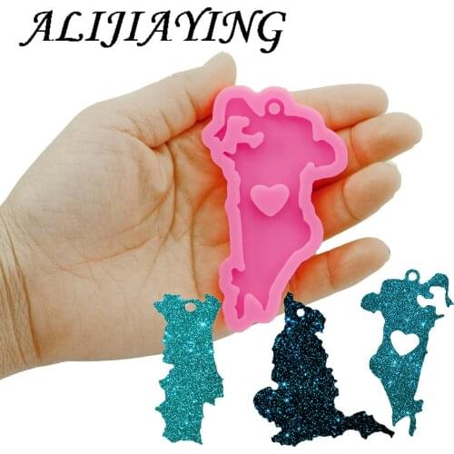 Shiny Silicone Portugal&UK map Mold for keychain pendant - Resin Crafting Mold - Diy Epoxy Resin Molds Jewelry Making DY0830