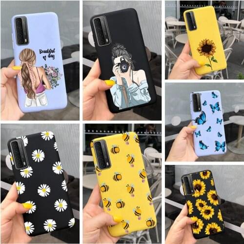For Huawei P smart 2021 Case PPA-LX2 Soft SIlicone TPU Back Cover For Huawei Psmart 2021 Phone Cases 6.67'' Flower Covers Fundas