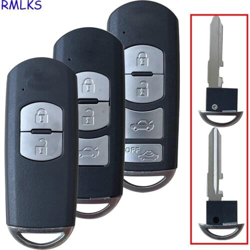 Keyless Remote Key Case Shell Fob Control Uncut Blade Insert for Mazda 3 6 Smart 2014- 2018 SKE13D-01 FCC ID: WAZSKE13D01