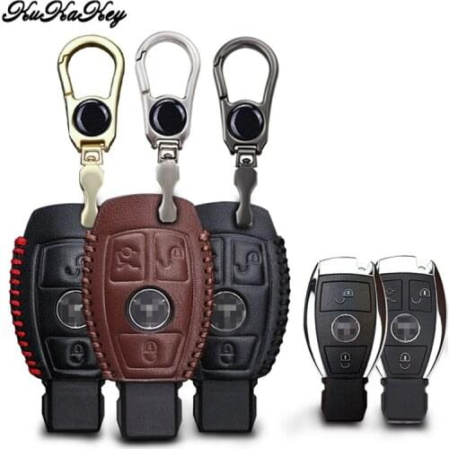 For Mercedes Key Cover Genuine Leather Car Key Case For Mercedes Benz W124 W202 W203 W204 W210 W211 W213 CLA AMG Keychain Ring