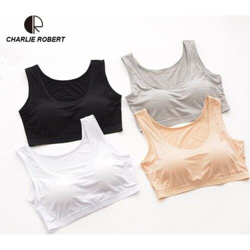 CR Summer Crop Top Women Modal Build in Bra Solid Plus Size T Shirt Women Padded Bra Tank Top Vest Drop Shipping