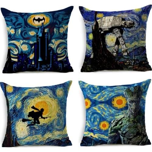 Cushion Cover Cotton Movie Art Painting Throw Pillows Car Sofa Cover Decorative Pillowcase Decorativos Cojines Coussin