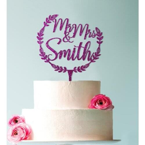 Custom Calligraphy Mr and Mrs Wedding Cake Topper Graduation Glitter Gold Personalized Surname Initial Letters Fathers Day Gift