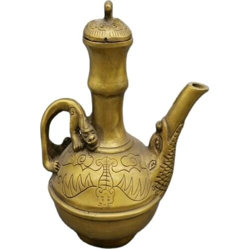 Chinese Old Bronze Statue Brass Copper Bat Pot