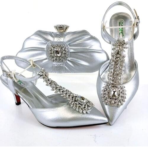 Doershow African new coming Italian Shoes And Bag Sets For Evening Party With Stones green Italian Handbags Match Bags! HJU1-9