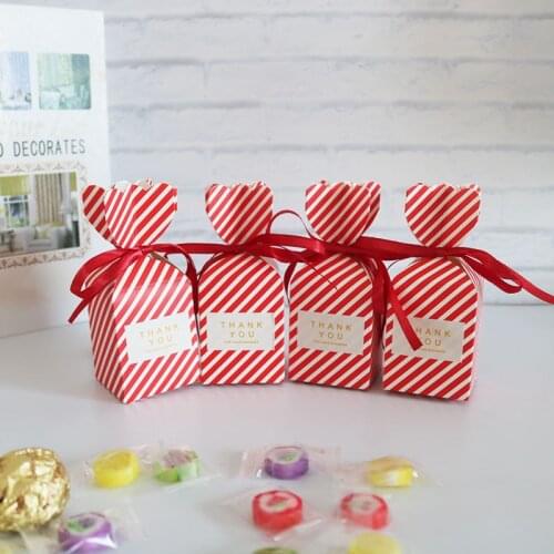 50pcs Red Pink Candy Boxes Elegant Style Gift Box Wedding Birthday Anniversary Favor Boxes With Thank You Factory Direct Selling