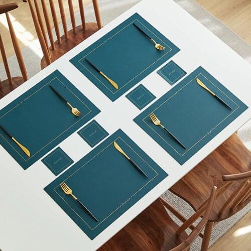 Leather Modern Placemat Luxury Washable Creativity Placemats Kitchen Accessories Mat Table Untersetzer Table Decoration EK50TM
