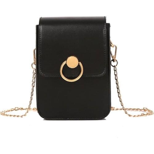 Mini Metal Ring Flap Women Chains Crossbody Bags for Women 2019 New Style Ins Black Bag Handbags Purses Shoulder Bags BANGE