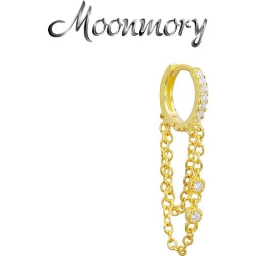 Moonmory 100% 925 Sterling Silver Zircon Dangle Chain Drop Earring For Women Wedding Crystal Stone Drop Earring Jewelry Making