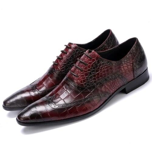 Serpentine Black / Brown Tan Pointed Toe Oxfords Mens Business Shoes Genuine Leather Prom Shoes Mens Wedding Shoes