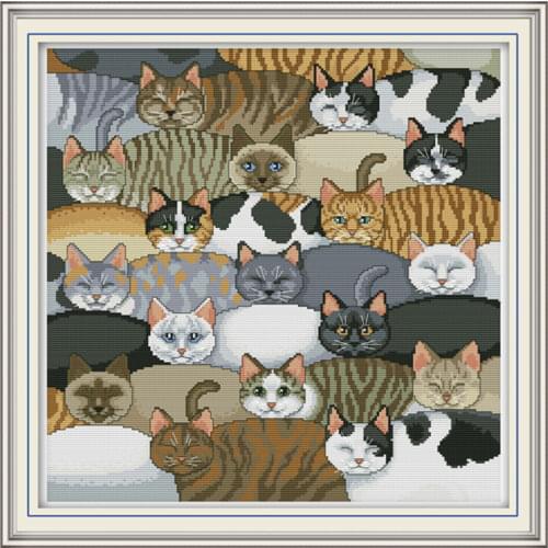 Cats cross stitch kit aida 14ct 11ct count printed canvas stitches embroidery DIY handmade needlework