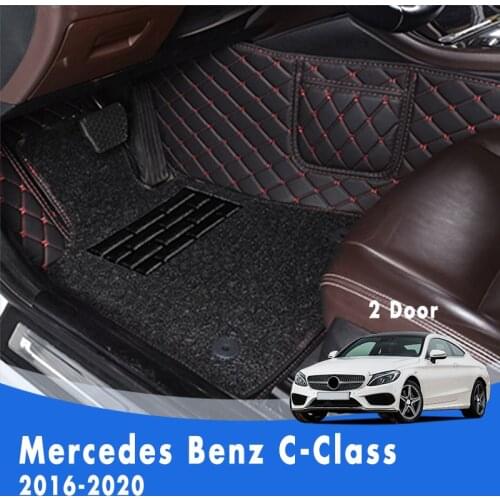 Custom Car Floor Mats For Mercedes Benz C-Class 2 Door 2020 2019 2018 2017 2016 Luxury Double Layer Wire Loop Car Parts Foot Pad