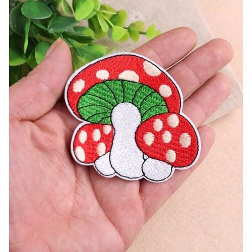 Embroidered Iron-on Patches Cloth Sewing DIY Baby Kids Motif Applique Sticker Handmade Cartoon Decoration Mushroom Food