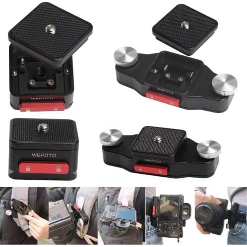 WEPOTO Quick Release Plate Tripod QR Mount Adapter,Capture Clip, Shoulder Strap and Waist Belt to Install Camera Holde