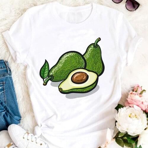 Women Summer Avocado Fruit Letter Cute Ladies Cartoon Clothes Tshirts Fashion Stylish T Top Lady Print Sweet Tee T-Shirt