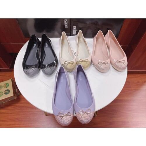 2021 Melissa Women Jelly Shoes Princess Diamond Sandals Women Bow Sandals Melissa Female Flat Fashion Summer Adult Slipper SM064