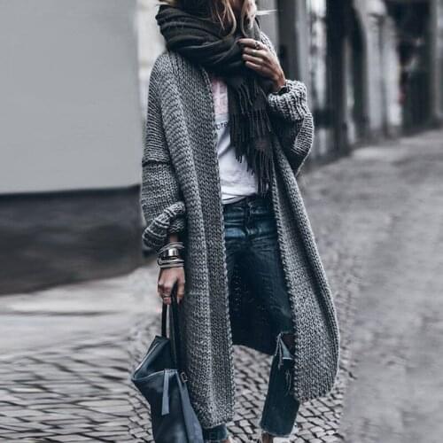 Casual Long Knitted Cardigan Women Tops Vintage Loose Sweater Coat Solid Oversized Jumper Korean Fashion Clothes