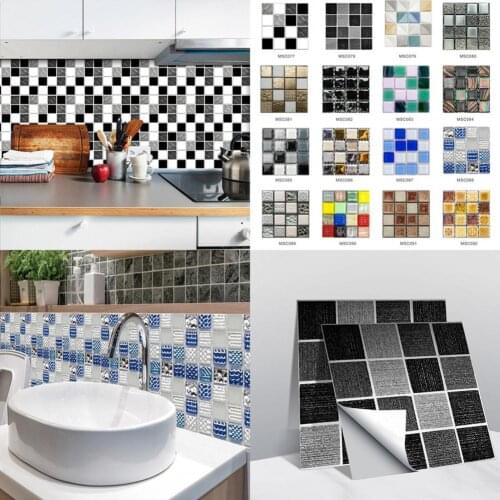 10Pcs/Set 3D Tile Sticker Waterproof Tile Sticker Strong Stickness PVC 3D DIY Self-adhesive Wall Decal for Home Waterproof